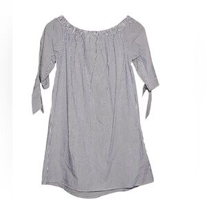 Tacera Blue and White Striped Off the Shoulder Dress Size Medium